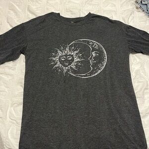 dark grey oversized sun + moon t shirt